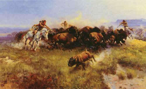 Charles M Russell The Buffalo Hunt China oil painting art